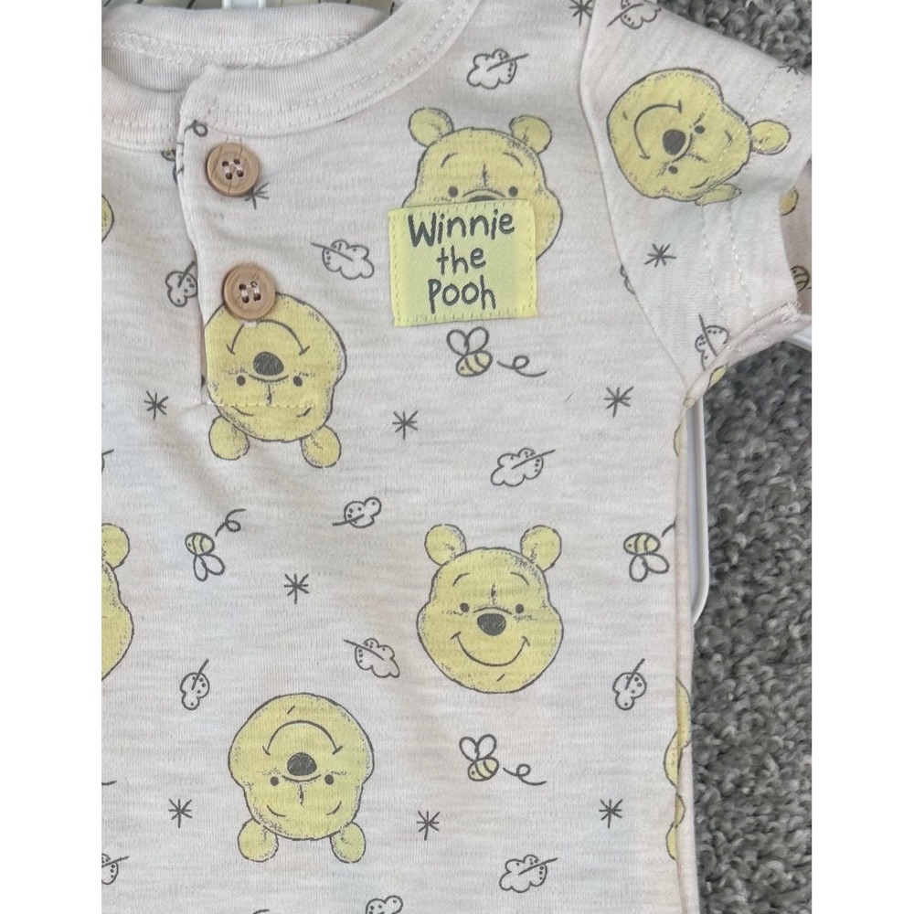 Disney Baby Winnie the Pooh 5 Piece Bodysuit Pants Shorts Hat Set 0-3M NWT